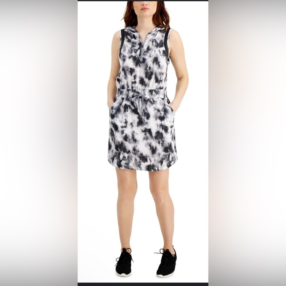 New ideology Black & White Tie-Dye Sleeveless jumper cover up Dress 1X plus sz